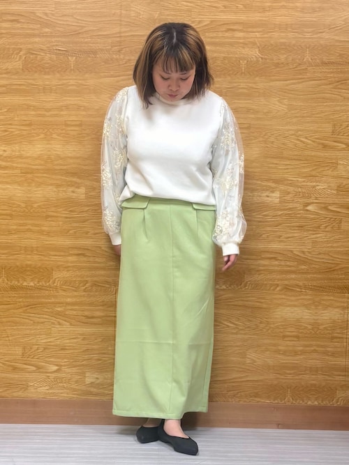 大人上品 お袖チュール刺繍 切替トップス（Tシャツ/カットソー