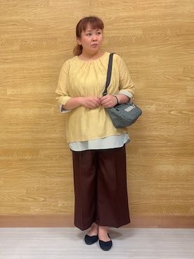 「SHOO・LA・RUE（シューラルー）の洗えてサラサラ透かし編みニットパンプス（パンプス、ブラック系）」を使った、ぁむさん（レディース・151cm）の春コーディネート