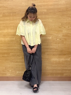 「Cutie Blonde（キューティーブロンド）のアイテム（デニムパンツ）」を使った、ぁむさん（レディース・151cm）の夏コーディネート