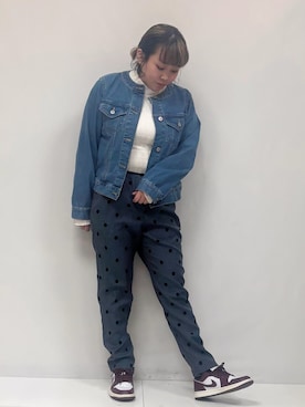 「DRESKIP（ドレスキップ）のアイテム（デニムジャケット）」を使った、ぁむさん（レディース・151cm）の冬コーディネート
