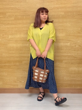 「SHOO・LA・RUE（シューラルー）の【前後2WAY/洗濯機可/S-LL】毎日のお供に ランダムテレコタンクトップ（タンクトップ、ブラック系）」を使った、ぁむさん（レディース・151cm）の春コーディネート