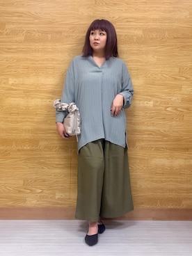 「アイテム（チュニック、グリーン系）」を使った、ぁむさん（レディース・151cm）の春コーディネート
