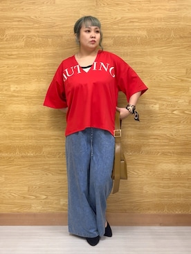 「Cutie Blonde（キューティーブロンド）のアイテム（デニムパンツ）」を使った、ぁむさん（レディース・151cm）の秋コーディネート