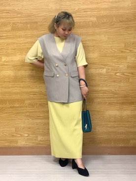 「スカートコーデ」｜「アイテム（ベスト）」を使った、ぁむさん（レディース・151cm）の秋コーディネート