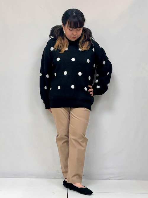 セール】【洗える/S-LL】 ドット柄が目を惹く ゆったりジャカード