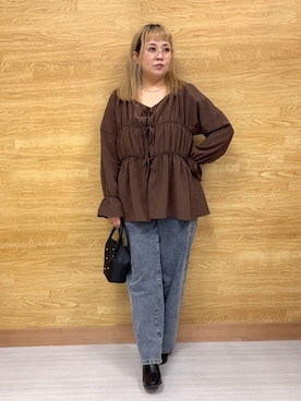 「Cutie Blonde（キューティーブロンド）のアイテム（デニムパンツ）」を使った、ぁむさん（レディース・151cm）の秋コーディネート