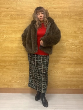 「アイテム（イヤーマフ、ブラウン系）」を使った、ぁむさん（レディース・151cm）の冬コーディネート