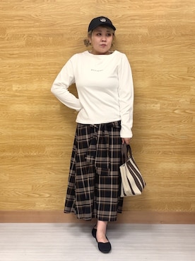 「SHOO・LA・RUE（シューラルー）のアニマル刺繍キャップ（キャップ）」を使った、ぁむさん（レディース・151cm）の秋コーディネート