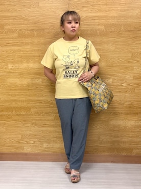 「PEANUTS（ピーナッツ）のアイテム」を使った、ぁむさん（レディース・151cm）の夏コーディネート