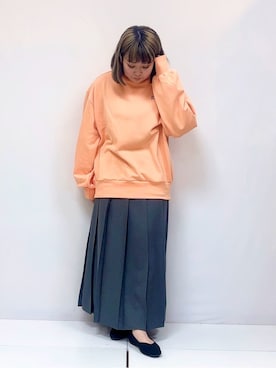 「アイテム（スウェット、オレンジ系）」を使った、ぁむさん（レディース・151cm）の冬コーディネート