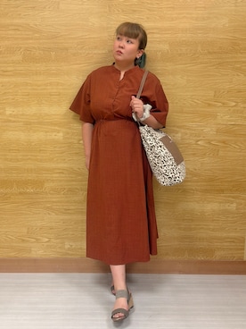 「SHOO・LA・RUE（シューラルー）のウエストサイドギャザーワンピース（ワンピース、オレンジ系）」を使った、ぁむさん（レディース・151cm）の夏コーディネート
