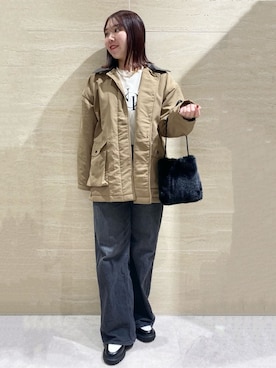 「OPAQUE.CLIP（オペークドットクリップ）の《CLASSY掲載》ステンカラー中綿コート【洗濯機OK】（Bal collar coat、ベージュ系）」を使った、Natsukiさん（レディース・160cm）の秋コーディネート