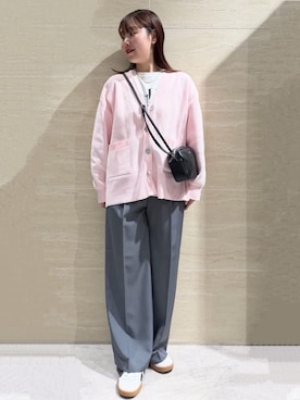 「OPAQUE.CLIP（オペークドットクリップ）のリラクシーロゴプリントTシャツ【洗濯機OK】（T Shirts、ホワイト系）」を使った、Natsukiさん（レディース・160cm）の春コーディネート