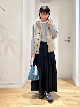 「GYMPHLEX（ジムフレックス）のGYMPHLEX　BOA HOODED VEST（その他アウター）」を使った、yokoo さん（レディース・156cm）の秋コーディネート