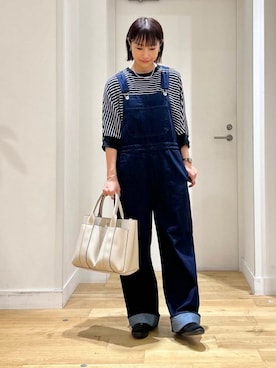 「アイテム（サロペット/オーバーオール、ブルー系）」を使った、yokoo さん（レディース・156cm）の夏コーディネート