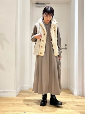 「GYMPHLEX（ジムフレックス）のGYMPHLEX　BOA HOODED VEST（その他アウター）」を使った、yokoo さん（レディース・156cm）の秋コーディネート