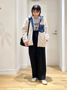 「骨格ウェーブ」｜「アイテム（オールインワン・サロペット）」を使った、yokoo さん（レディース・156cm）の秋コーディネート