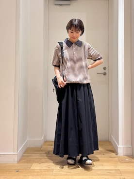 「URBAN RESEARCH DOORS（アーバンリサーチドアーズ）の『別注』STAR&STRIPE×DOORS　MULTI POLO（ポロシャツ、グレー系）」を使った、yokoo さん（レディース・156cm）の夏コーディネート