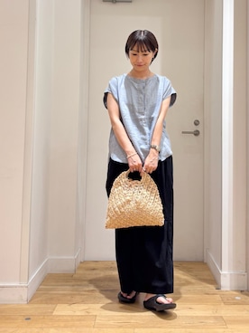 「URBAN RESEARCH DOORS（アーバンリサーチドアーズ）のギャザーボリュームパンツ｜イージーパンツ/ウエストゴム/大人カジュアル（その他パンツ）」を使った、yokoo さん（レディース・156cm）の夏コーディネート