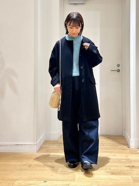 「アイテム（ノーカラーコート）」を使った、yokoo さん（レディース・156cm）の秋コーディネート