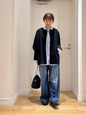 「アイテム（ノーカラージャケット）」を使った、yokoo さん（レディース・156cm）の秋コーディネート