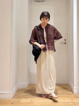 「URBAN RESEARCH DOORS（アーバンリサーチドアーズ）のカッティングサンダル（サンダル、ホワイト系）」を使った、yokoo さん（レディース・156cm）の夏コーディネート