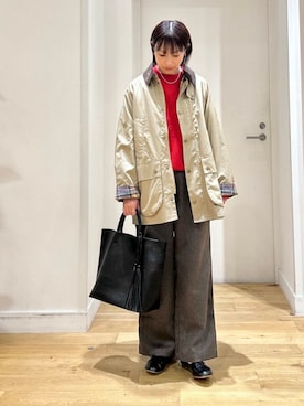 「Barbour（バブアー）の『別注』Barbour　BEDALE（その他アウター）」を使った、yokoo さん（レディース・156cm）の秋コーディネート