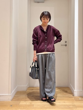 「URBAN RESEARCH DOORS（アーバンリサーチドアーズ）の『洗濯可/UVカット』『UR TECH』Aircareニットカーディガン（カーディガン/ボレロ、レッド系）」を使った、yokoo さん（レディース・156cm）の夏コーディネート