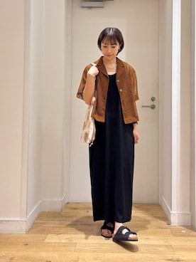「URBAN RESEARCH DOORS（アーバンリサーチドアーズ）のオープンカラーメッシュシャツ（シャツ/ブラウス、ブラウン系）」を使った、yokoo さん（レディース・156cm）の夏コーディネート
