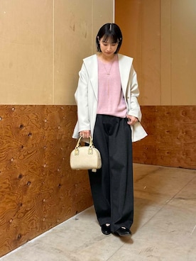 「春ニット」｜「アイテム（その他アウター）」を使った、imari さん（レディース・156cm）の春コーディネート