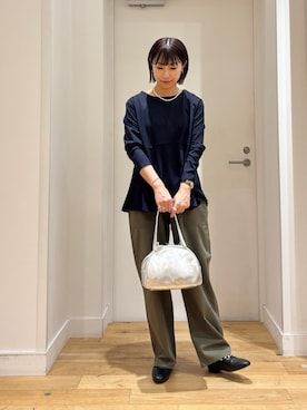 「アイテム（ボストンバッグ）」を使った、yokoo さん（レディース・156cm）の秋コーディネート