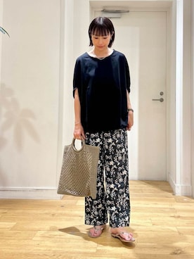 「URBAN RESEARCH DOORS（アーバンリサーチドアーズ）のコクーンシルエットプルオーバー（Tシャツ/カットソー）」を使った、yokoo さん（レディース・156cm）の夏コーディネート