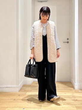 「骨格ウェーブ」｜「アイテム（オールインワン・サロペット）」を使った、yokoo さん（レディース・156cm）の秋コーディネート