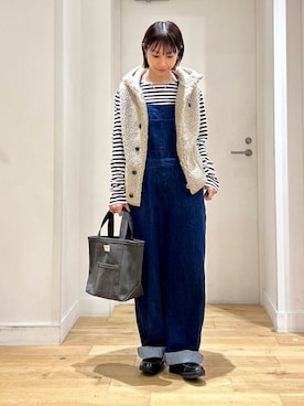 「GYMPHLEX（ジムフレックス）のGYMPHLEX　BOA HOODED VEST（その他アウター）」を使った、yokoo さん（レディース・156cm）の秋コーディネート
