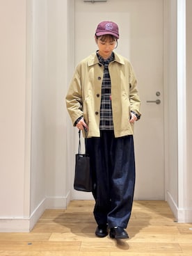 「アイテム（ステンカラーコート）」を使った、yokoo さん（レディース・156cm）の秋コーディネート