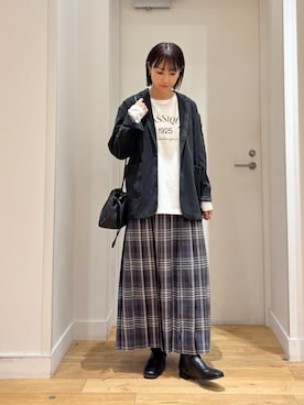 「アイテム（テーラードジャケット）」を使った、yokoo さん（レディース・156cm）の秋コーディネート