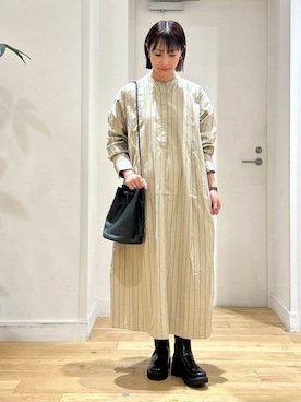 「アイテム（シャツワンピース）」を使った、yokoo さん（レディース・156cm）の秋コーディネート