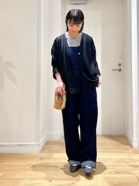 「アイテム（サロペット/オーバーオール、ブルー系）」を使った、yokoo さん（レディース・156cm）の秋コーディネート