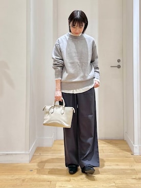 「URBAN RESEARCH DOORS（アーバンリサーチドアーズ）のピンタックフリルスタンドカラーブラウス（シャツ/ブラウス）」を使った、yokoo さん（レディース・156cm）の冬コーディネート