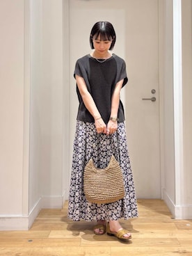 「フラワープリント」｜imari さん（レディース・156cm）の夏コーディネート