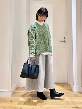 「URBAN RESEARCH DOORS（アーバンリサーチドアーズ）のピンタックフリルスタンドカラーブラウス（シャツ/ブラウス）」を使った、yokoo さん（レディース・156cm）の冬コーディネート