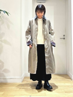 「アイテム（ステンカラーコート）」を使った、yokoo さん（レディース・156cm）の秋コーディネート