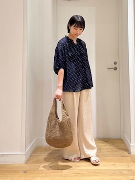 「URBAN RESEARCH DOORS（アーバンリサーチドアーズ）の楊柳イージーパンツ（その他パンツ）」を使った、imari さん（レディース・156cm）の夏コーディネート