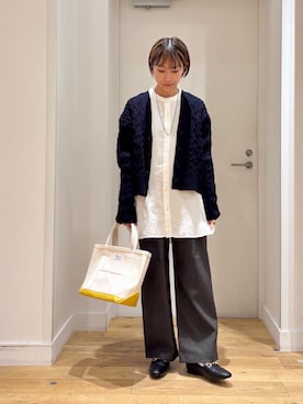 「FORK&SPOON（フォークアンドスプーン）のFORK&SPOON　バンドカラーダブルクロスシャツ（シャツ/ブラウス）」を使った、yokoo さん（レディース・156cm）の秋コーディネート