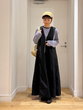 「アイテム（キャップ、イエロー系）」を使った、yokoo さん（レディース・156cm）の夏コーディネート