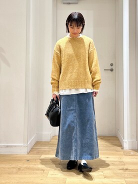 「URBAN RESEARCH DOORS（アーバンリサーチドアーズ）のピンタックフリルスタンドカラーブラウス（シャツ/ブラウス）」を使った、yokoo さん（レディース・156cm）の冬コーディネート