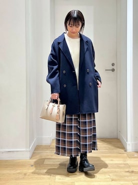 「URBAN RESEARCH DOORS（アーバンリサーチドアーズ）のウールリバーテーラードコート（その他アウター）」を使った、yokoo さん（レディース・156cm）の冬コーディネート