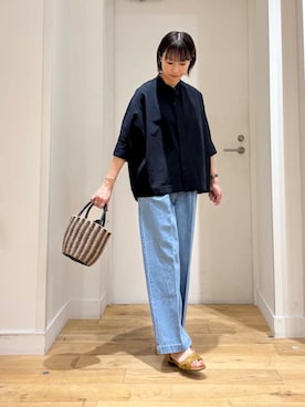 「アイテム（シューズ、イエロー系）」を使った、yokoo さん（レディース・156cm）の春コーディネート