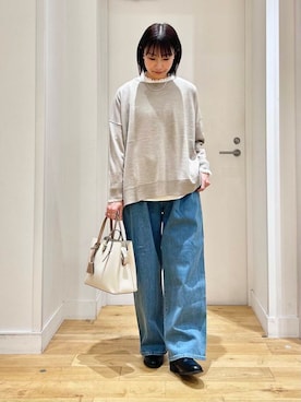 「URBAN RESEARCH DOORS（アーバンリサーチドアーズ）のピンタックフリルスタンドカラーブラウス（シャツ/ブラウス）」を使った、yokoo さん（レディース・156cm）の冬コーディネート