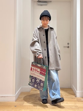 「アイテム（ステンカラーコート）」を使った、yokoo さん（レディース・156cm）の秋コーディネート